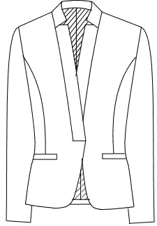Croquis de veste ouverte à fin col châle