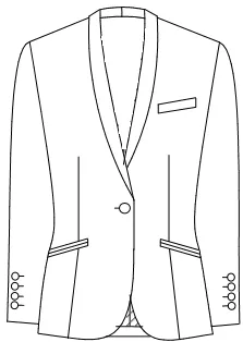 Croquis de veste à col châle et un bouton
