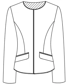 Croquis de veste sans col à fermeture centrale