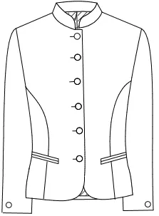 Croquis de veste à col officier boutonnée