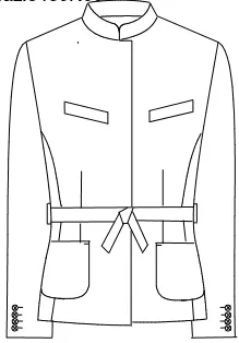 Croquis de veste saharienne ceinturée à col officier