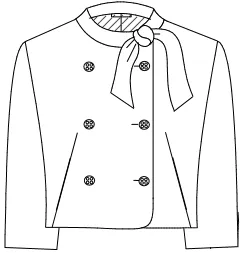 Croquis de veste croisée à col noué